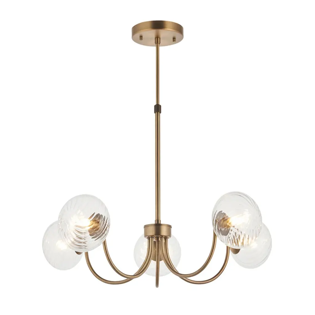 Hague Antique Brass 5 Light Ceiling Pendant