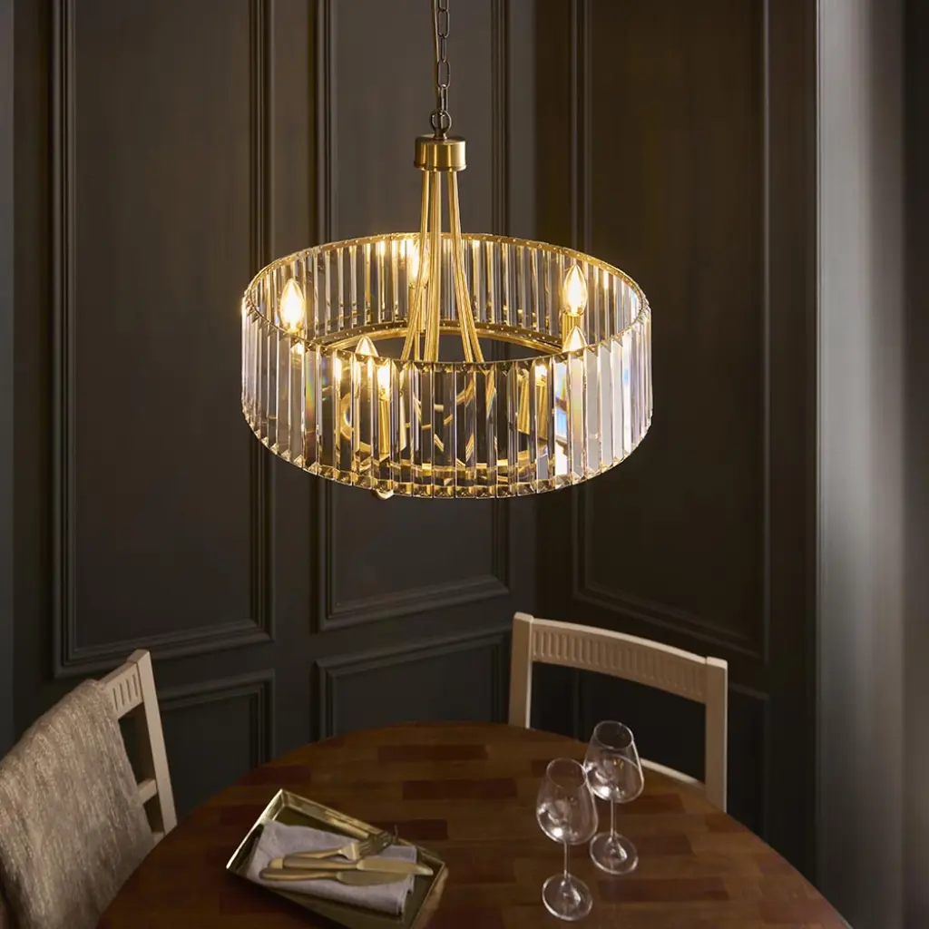 Visconti Antique Brass 5 Light Pendant