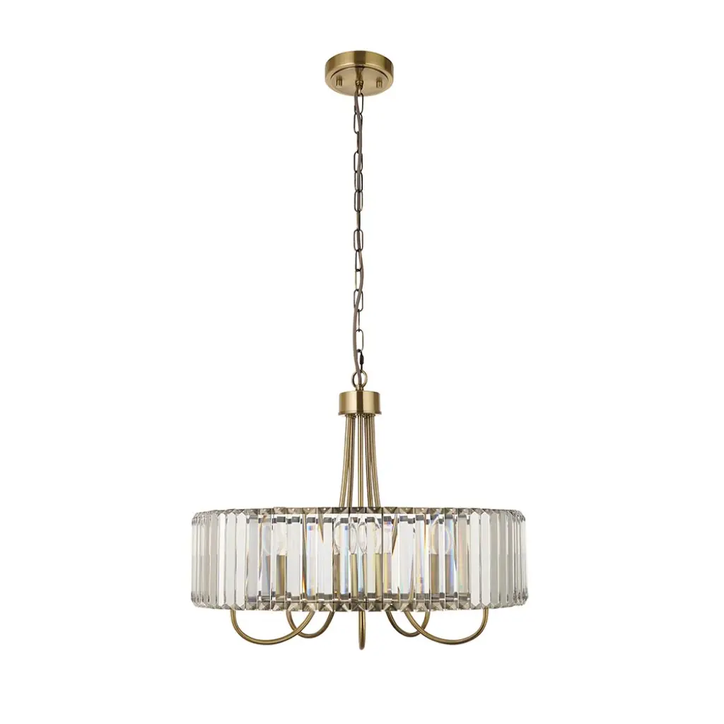 Visconti Antique Brass 5 Light Pendant