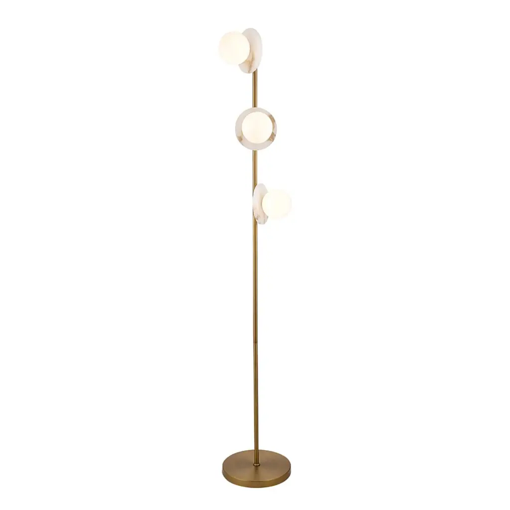 Cerchio Brass Floor Lamp with Opal Glass Shades
