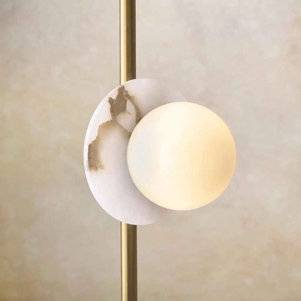 Cerchio Brass Floor Lamp with Opal Glass Shades
