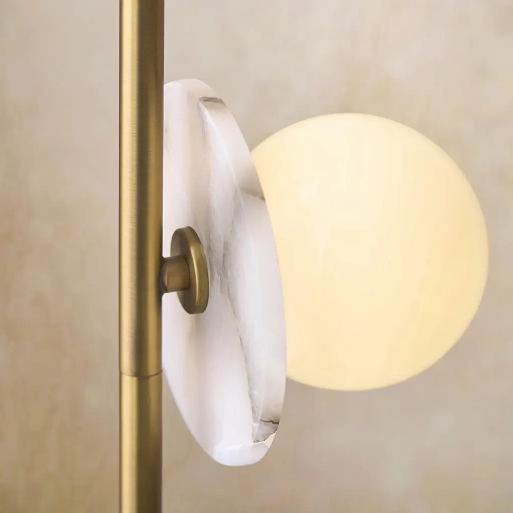 Cerchio Brass Floor Lamp with Opal Glass Shades