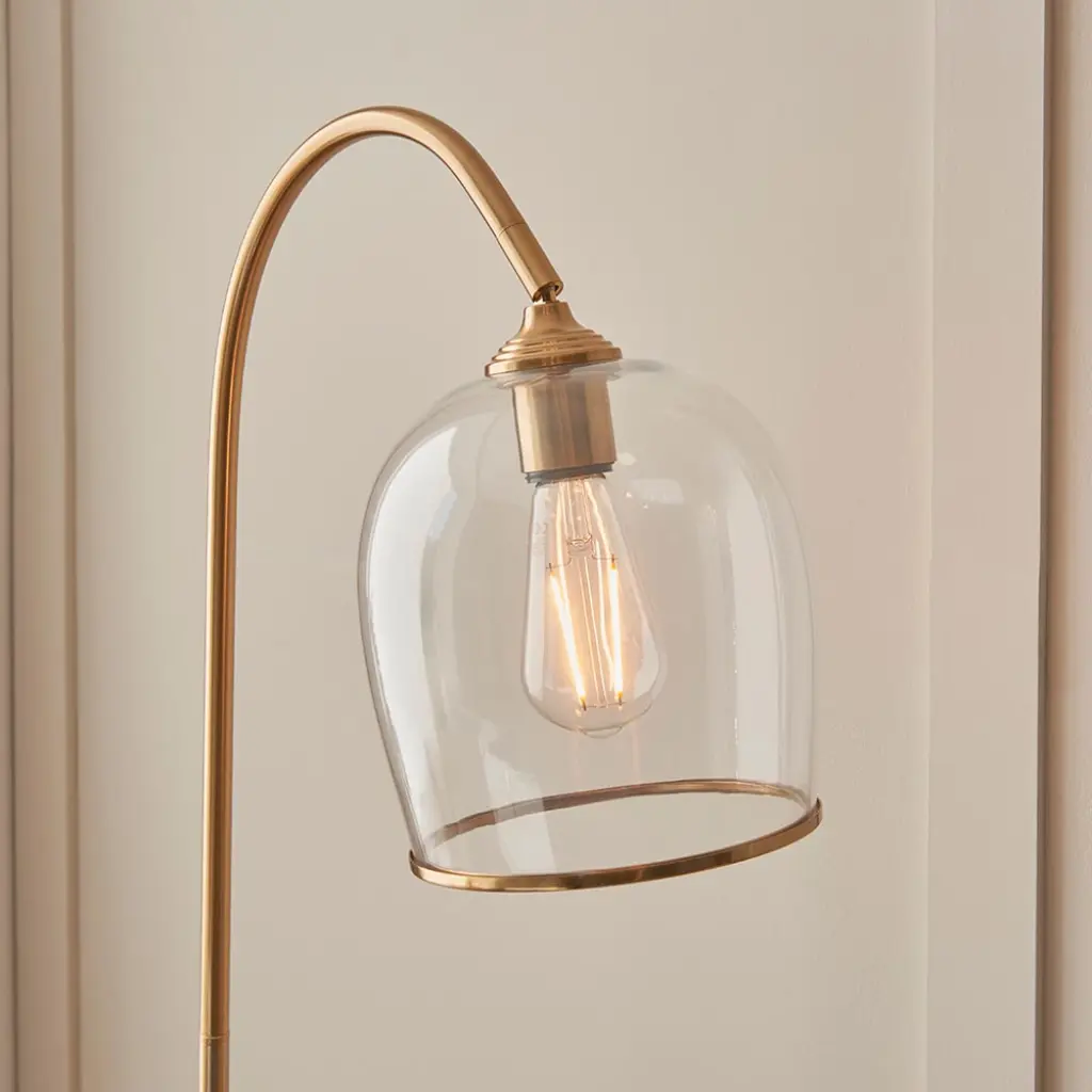 Ashcroft Brass Floor Lamp with Clear Glass Shade