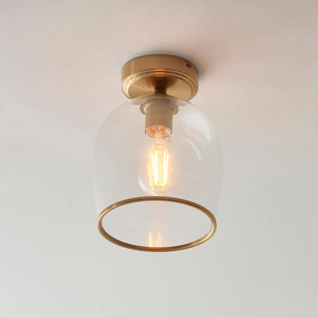 Ashcroft Brass Flush Fitting with Clear Glass Shade