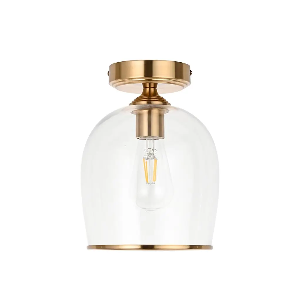 Ashcroft Brass Flush Fitting with Clear Glass Shade