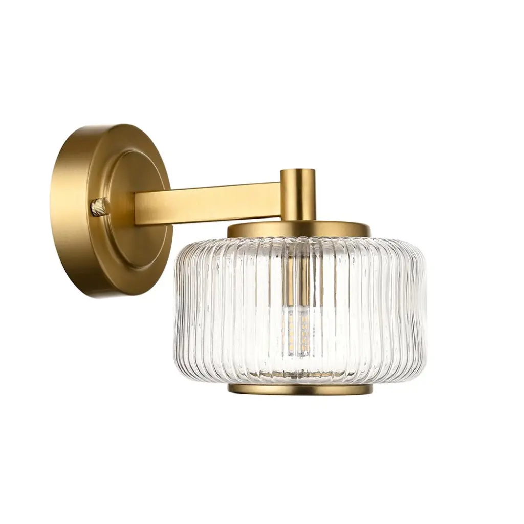 Stamford Brass Wall Light C/W Ribbed Shade