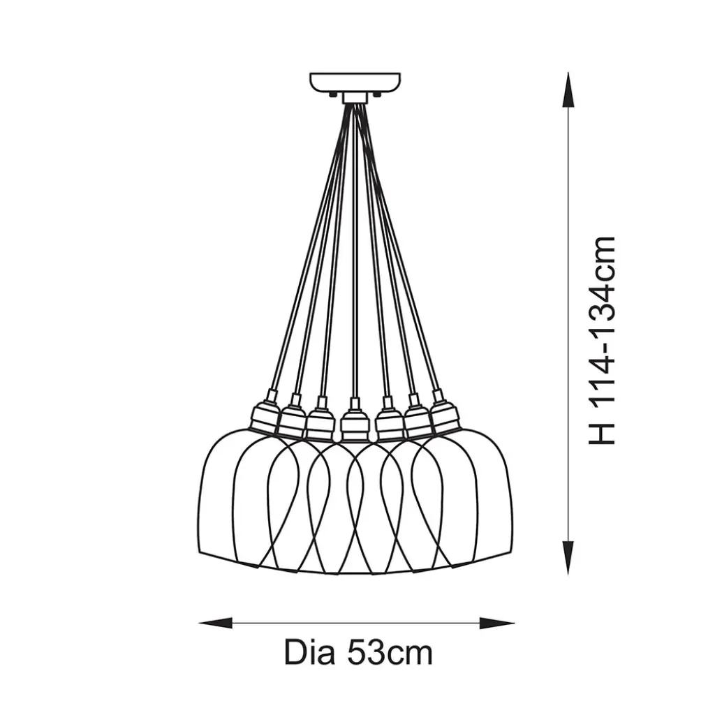 Mia Polished Nickel 7 Light Cluster Pendant with Clear Glass Shades