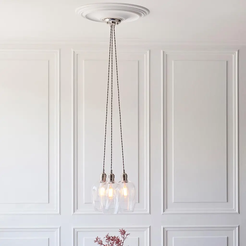 Mia Polished Nickel 3 Light Cluster Pendant with Clear Glass Shades