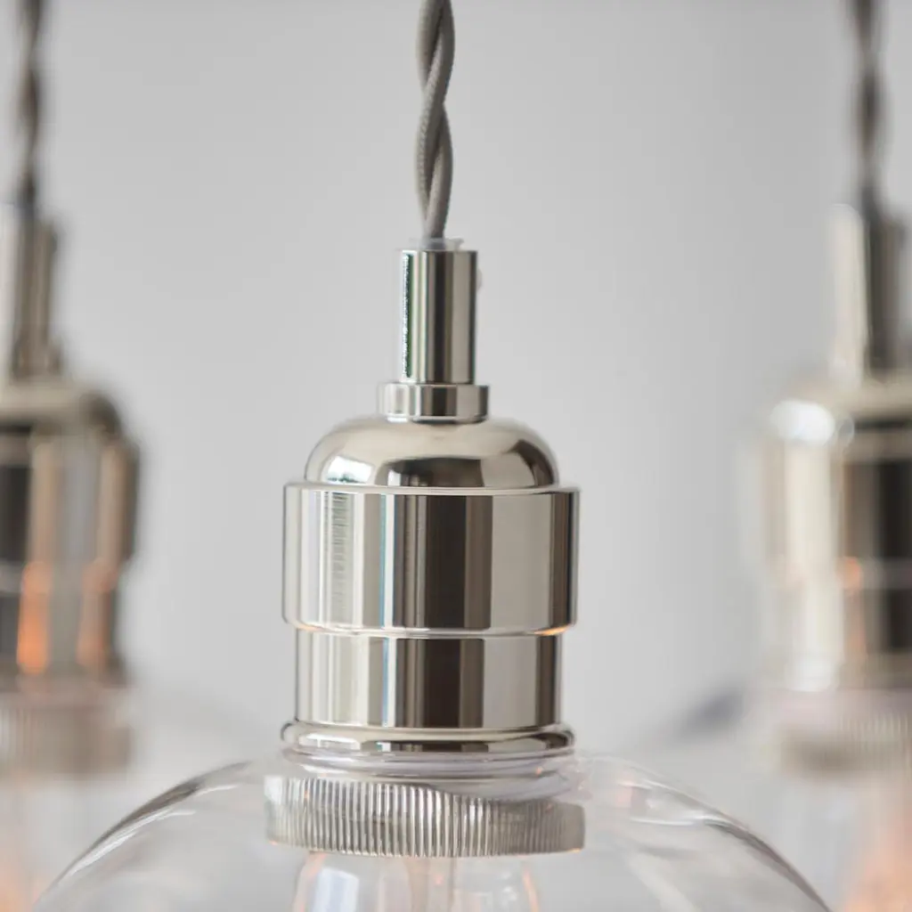 Mia Polished Nickel 3 Light Cluster Pendant with Clear Glass Shades