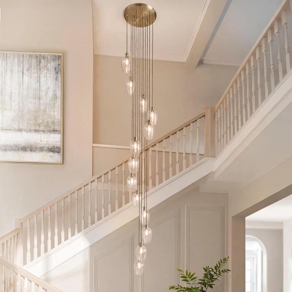 Millie Antique Brass 13 Light Pendant with Clear Glass Shades