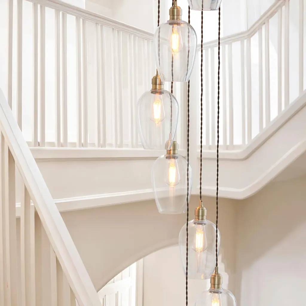 Millie Antique Brass 13 Light Pendant with Clear Glass Shades