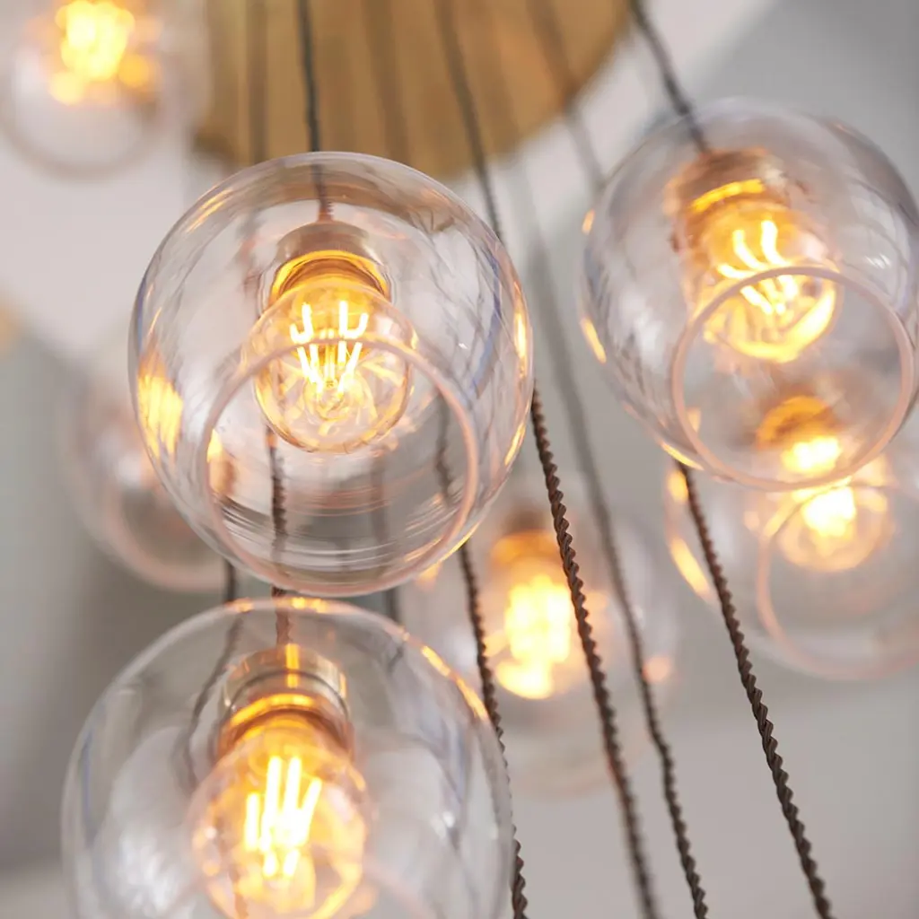 Millie Antique Brass 13 Light Pendant with Clear Glass Shades
