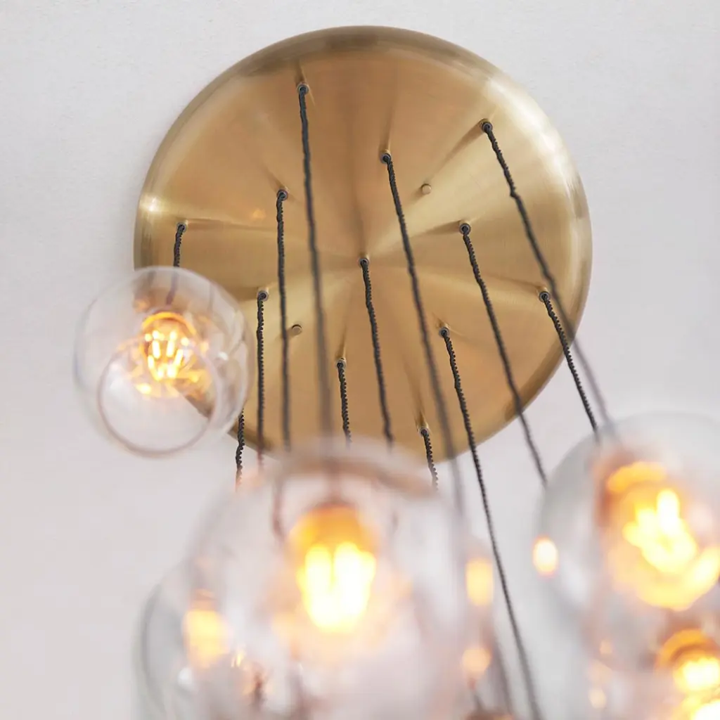 Millie Antique Brass 13 Light Pendant with Clear Glass Shades