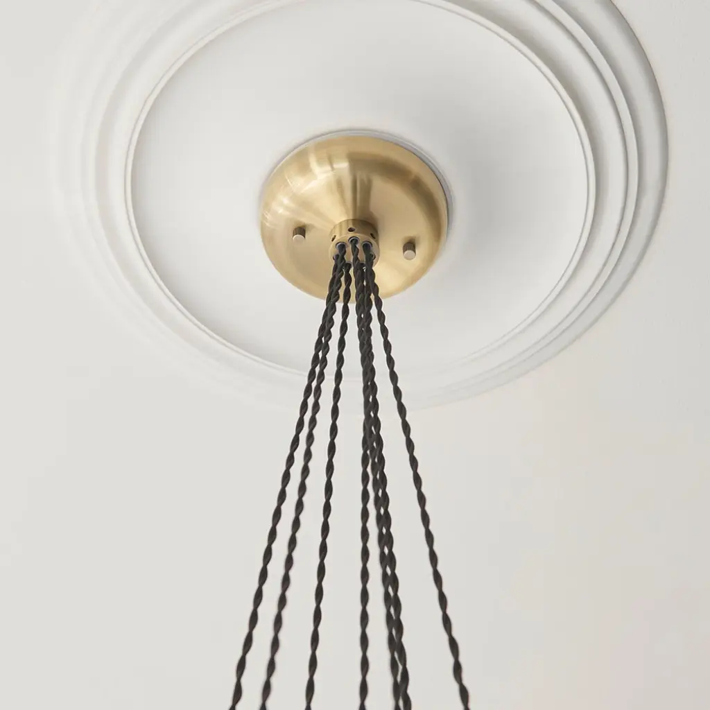 Mia Antique Brass 7 Light Cluster Pendant with Clear Glass Shades