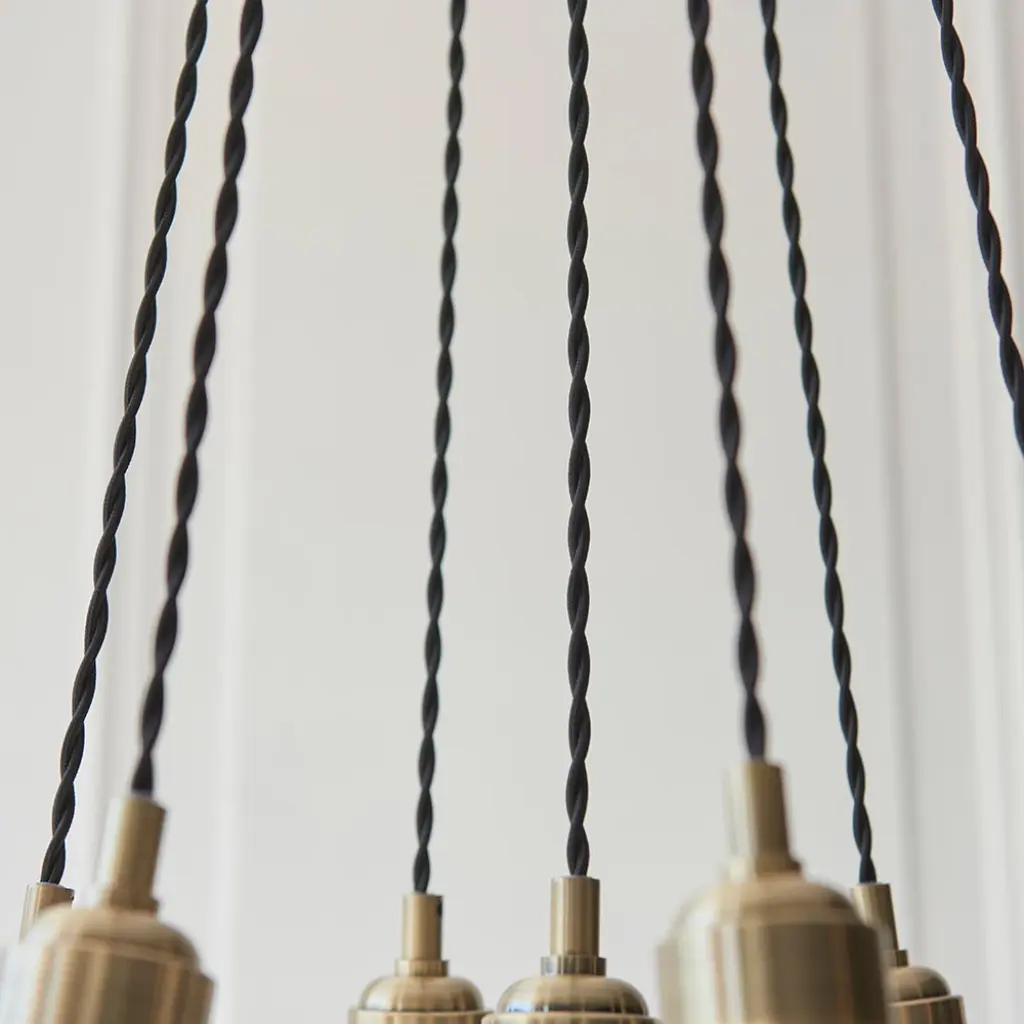 Mia Antique Brass 7 Light Cluster Pendant with Clear Glass Shades