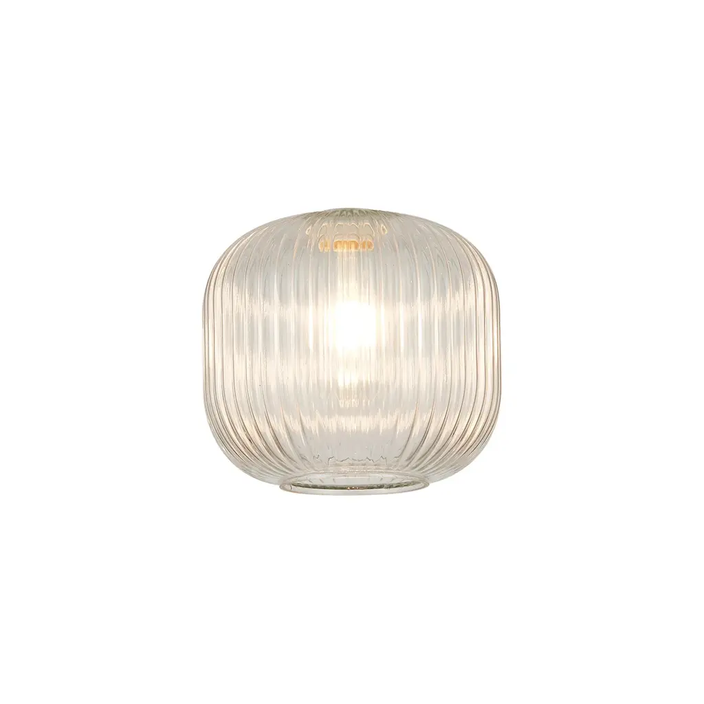 Meel 20cm Pumpkin Clear Ribbed Glass