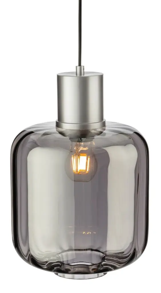 Eton Pendant in Aluminium & Smoked Glass