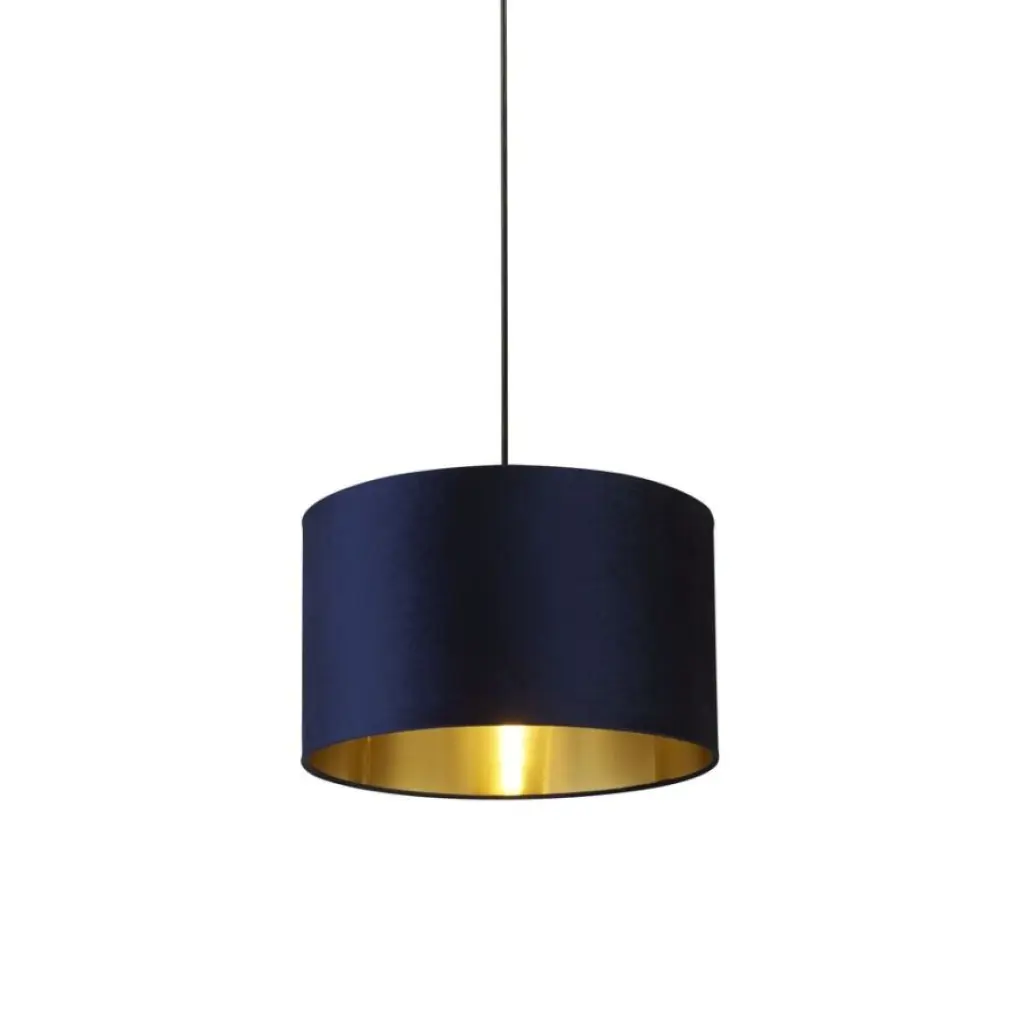 40cm Navy & Gold Velvet Drum Shade