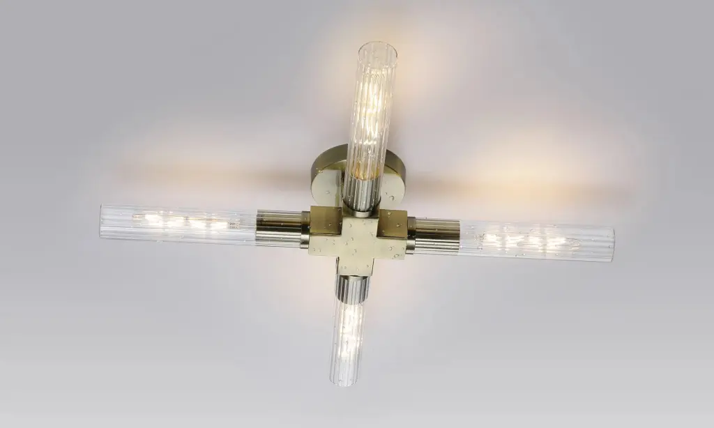 Dee 4 Light Antique Brass Bathroom Ceiling Fitting IP44