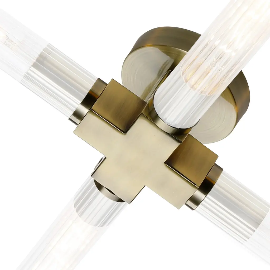 Dee 4 Light Antique Brass Bathroom Ceiling Fitting IP44