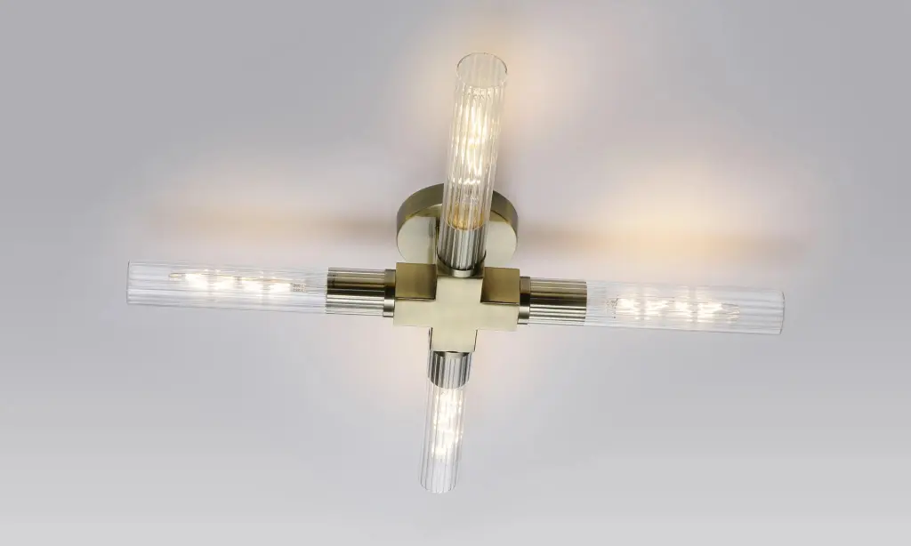 Dee 4 Light Antique Brass Bathroom Ceiling Fitting IP44