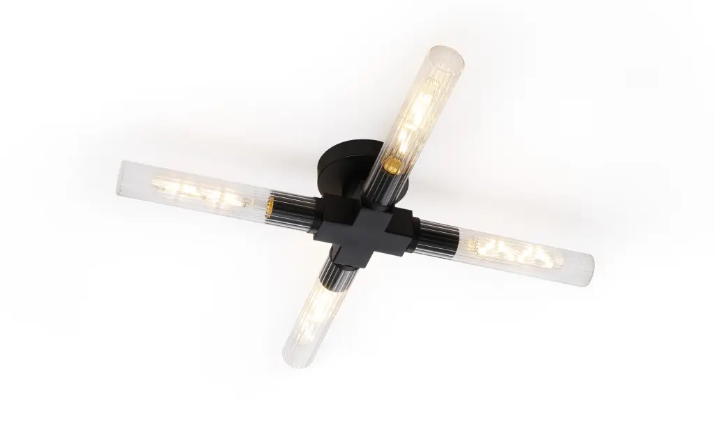 Dee 4 Light Satin Black Bathroom Ceiling Fitting IP44