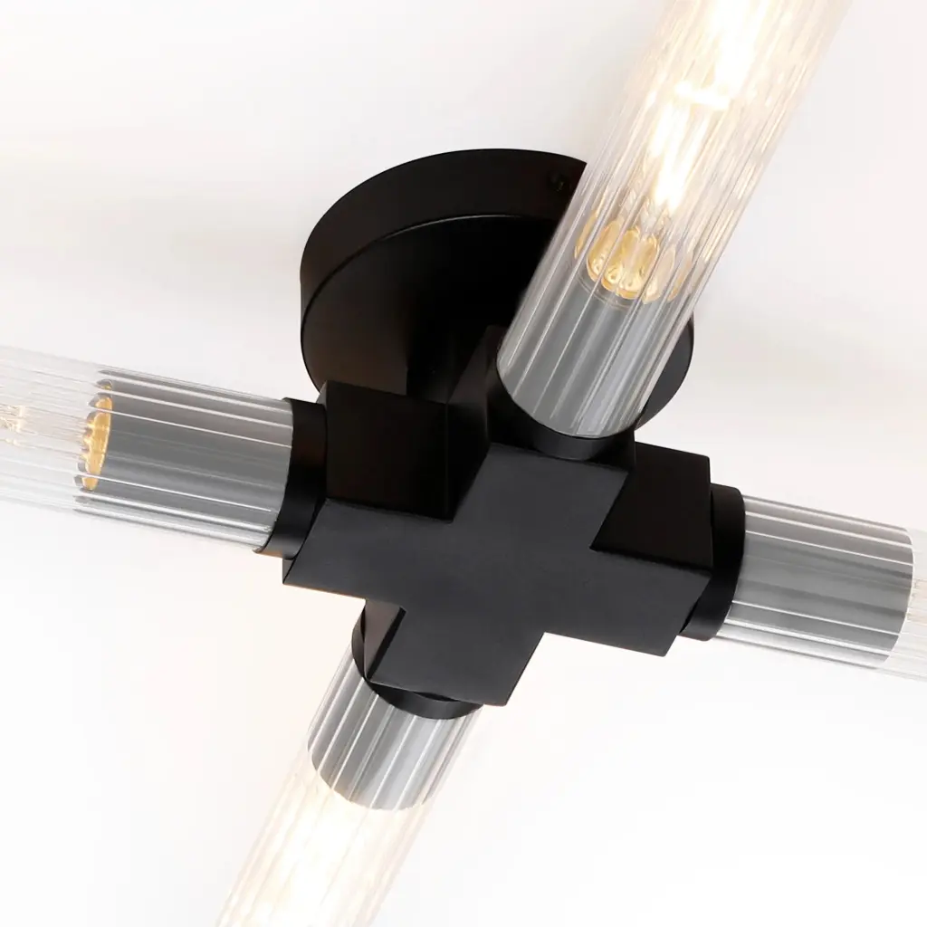 Dee 4 Light Satin Black Bathroom Ceiling Fitting IP44