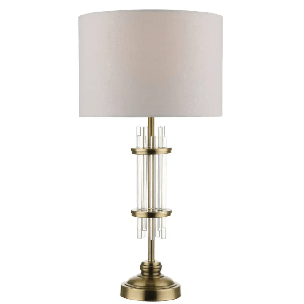 Chrysler Antique Brass and Crystal Table Lamp c/w Shade