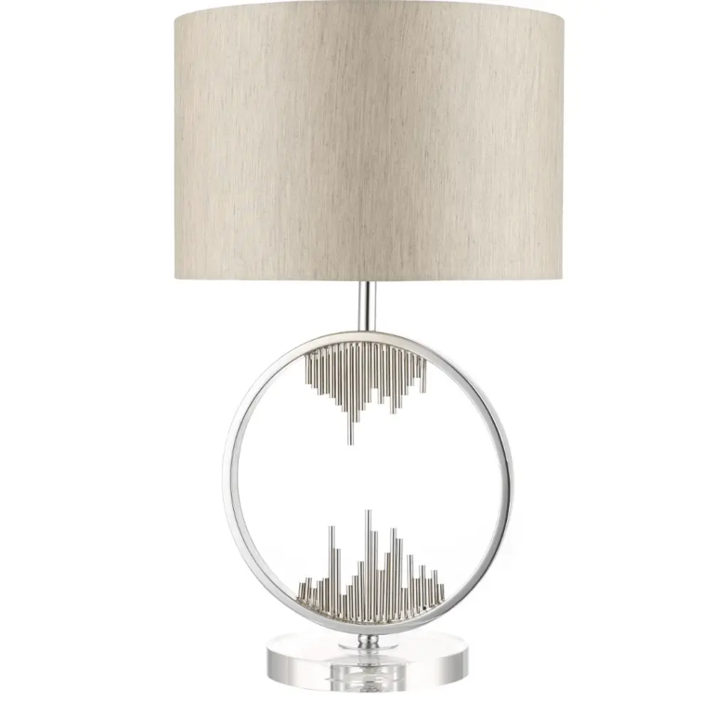 Manhatten Polished Chrome and Crystal Table Lamp c/w Shade