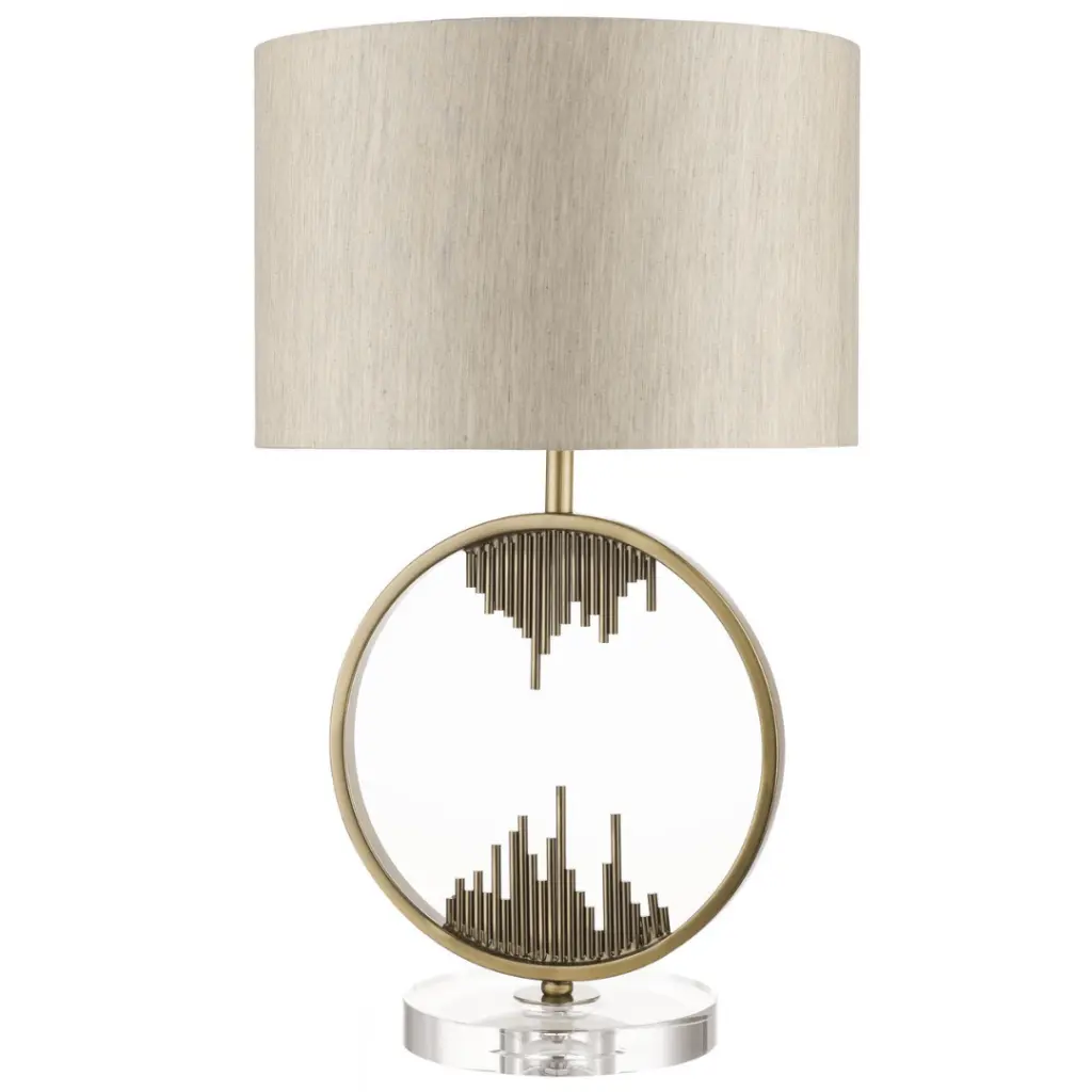 Manhatten Antique Brass and Crystal Table Lamp c/w Shade