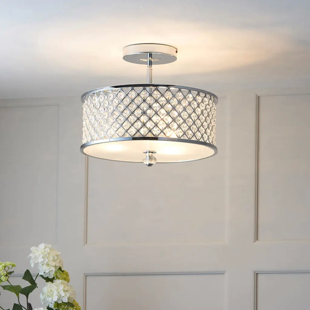 Hudson 3 Light Semi Flush in Polished Chrome