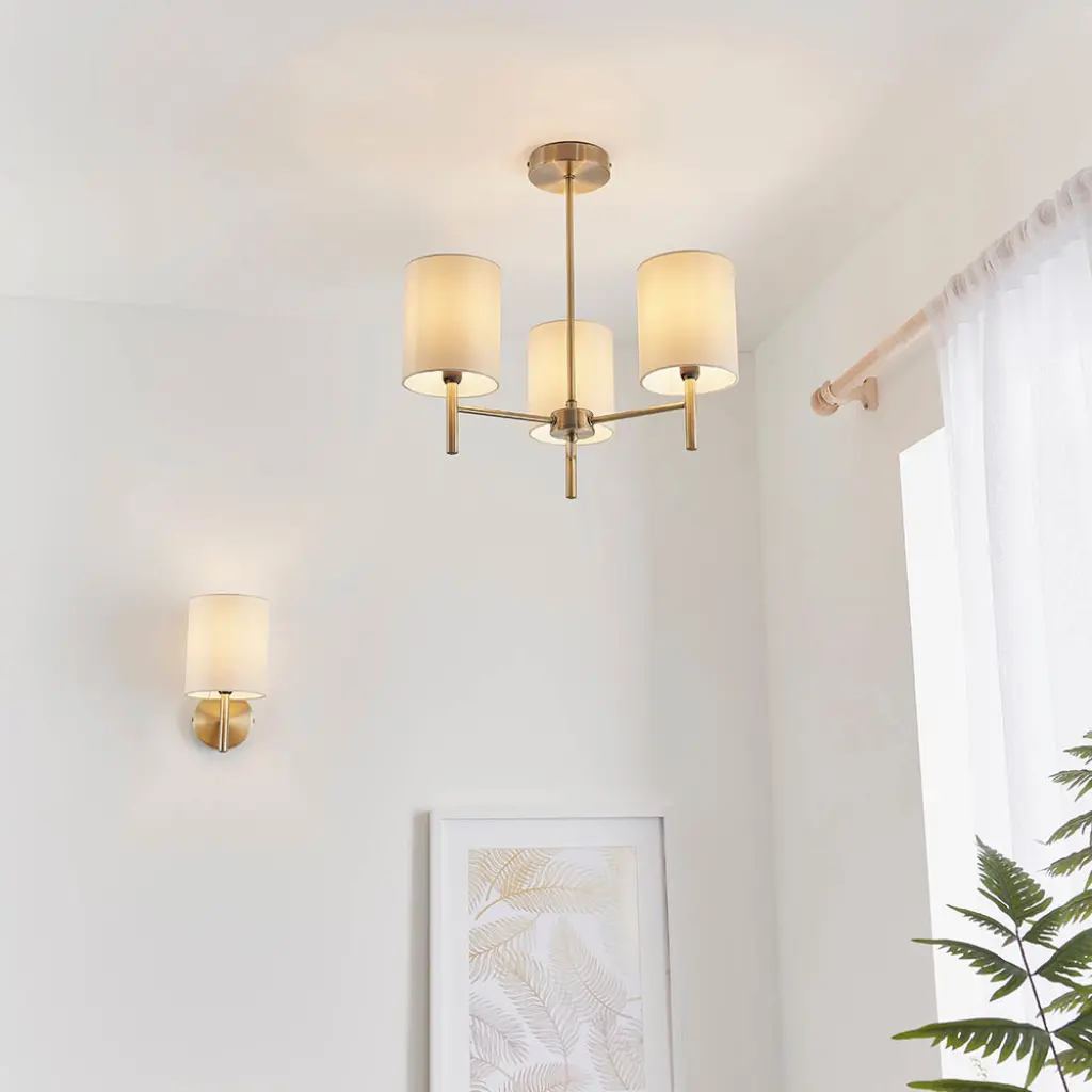 Brio 3 Light Antique Brass Semi Flush