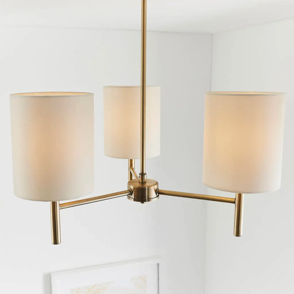 Brio 3 Light Antique Brass Semi Flush