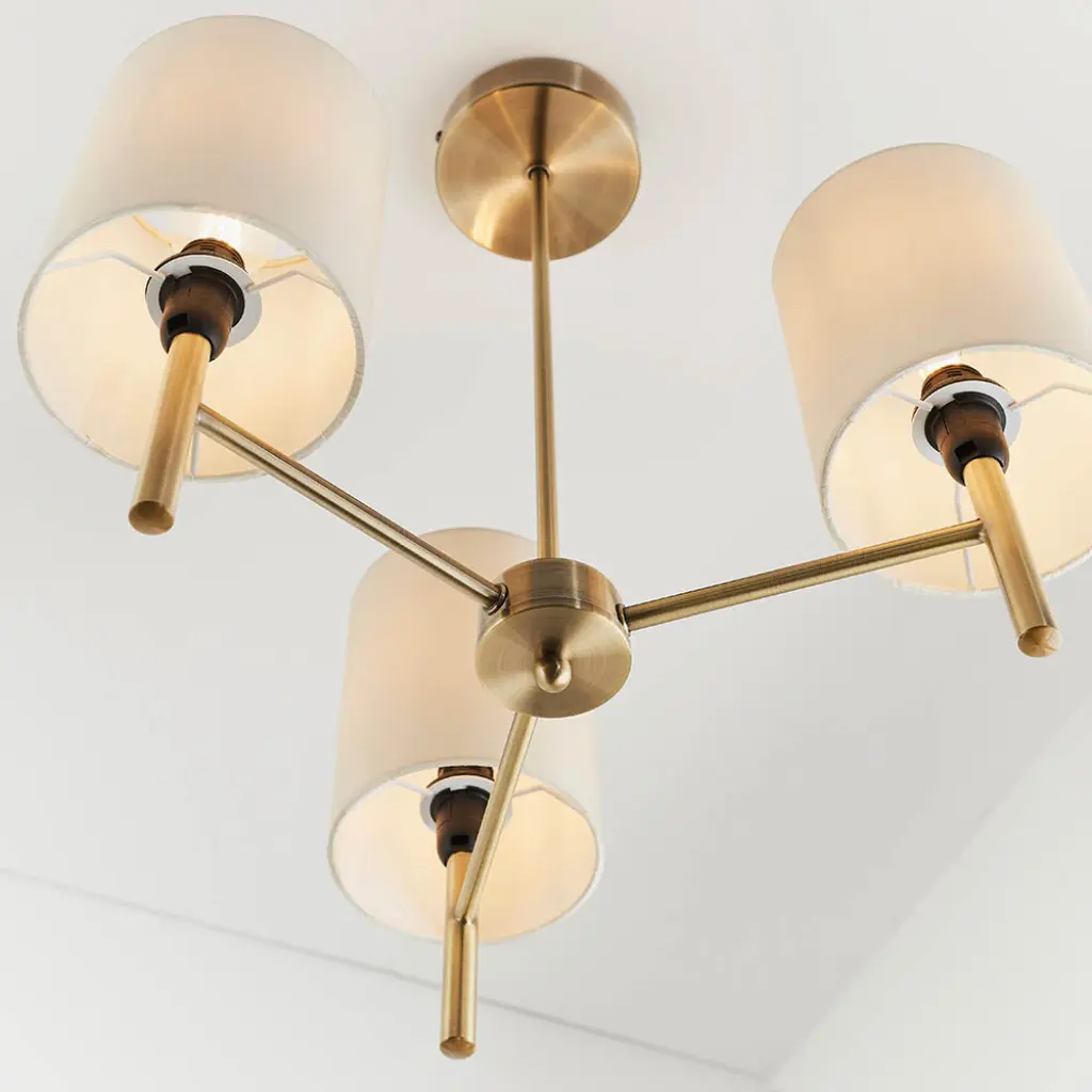 Brio 3 Light Antique Brass Semi Flush