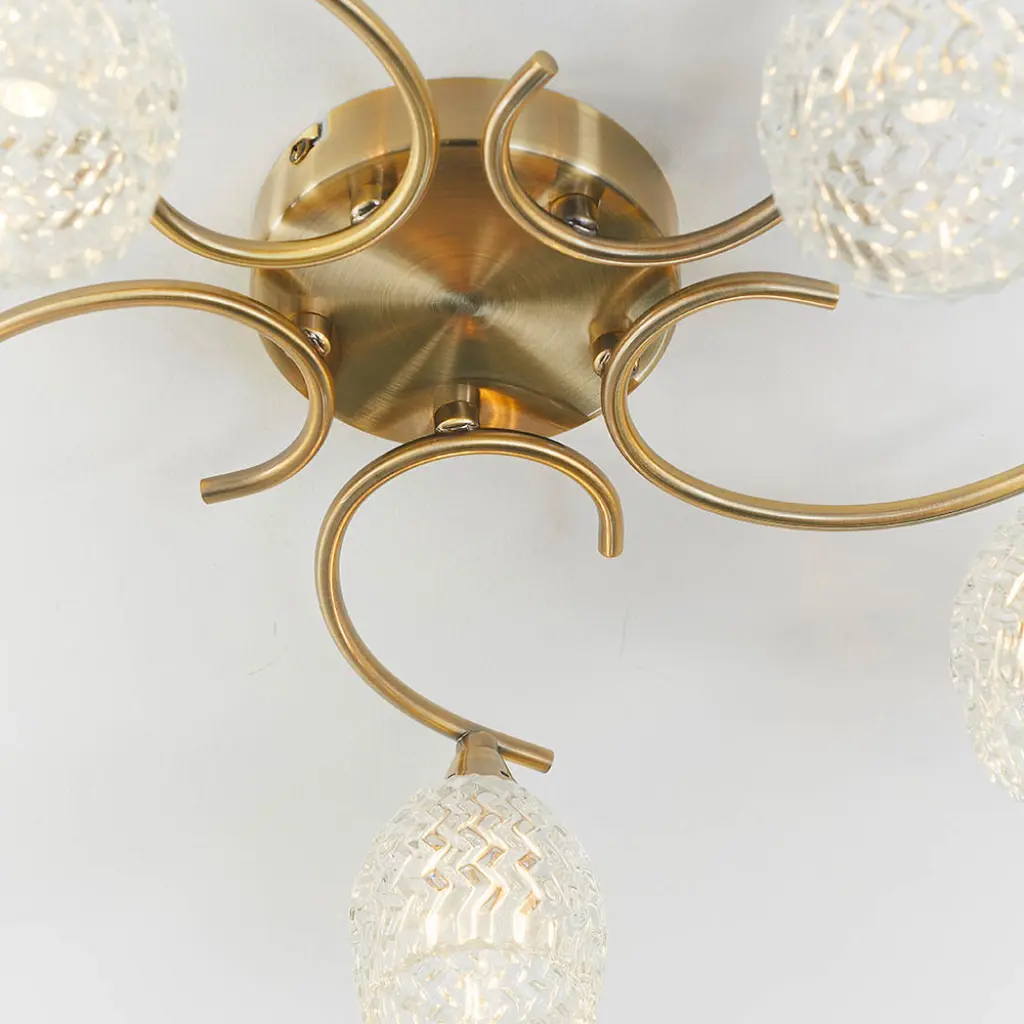 Boyer 5 Light Antique Brass Semi Flush