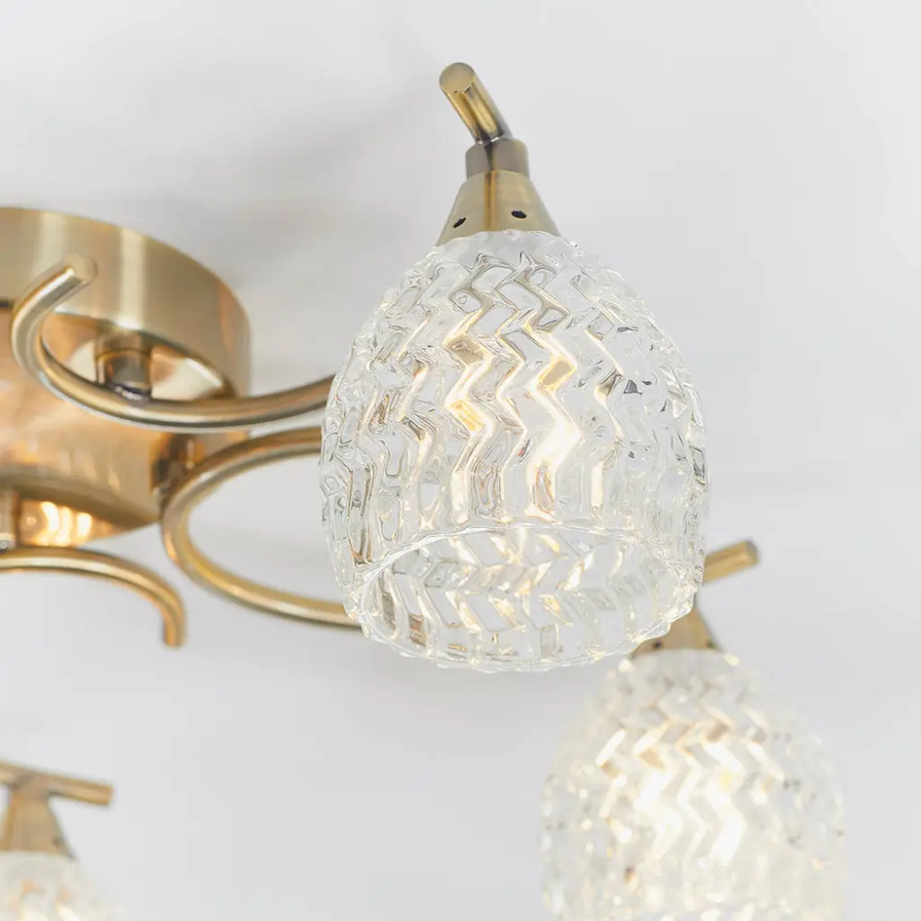 Boyer 5 Light Antique Brass Semi Flush