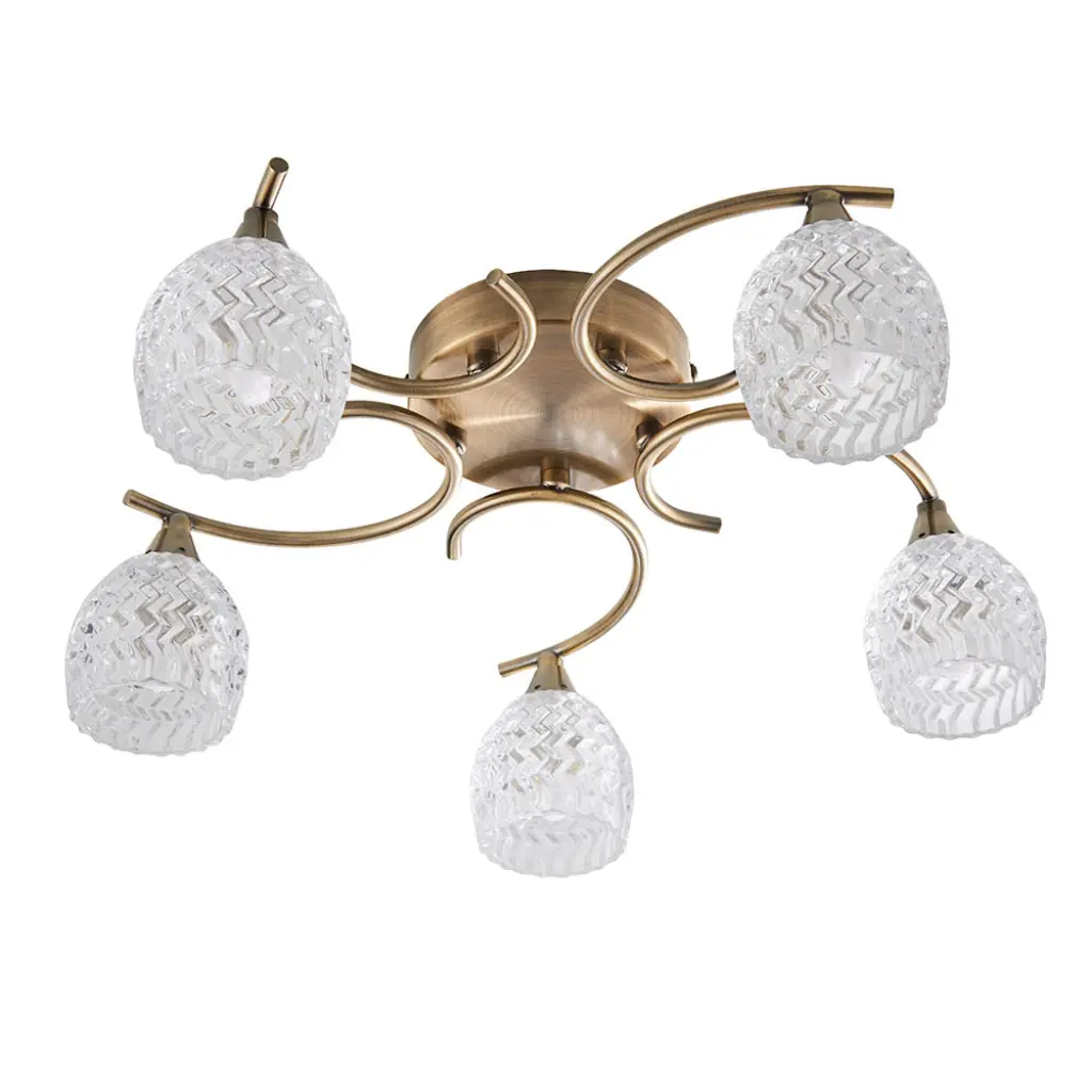 Boyer 5 Light Antique Brass Semi Flush