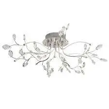 5 Light LED Ceiling Flush, Chrome, Glass Detail Trim