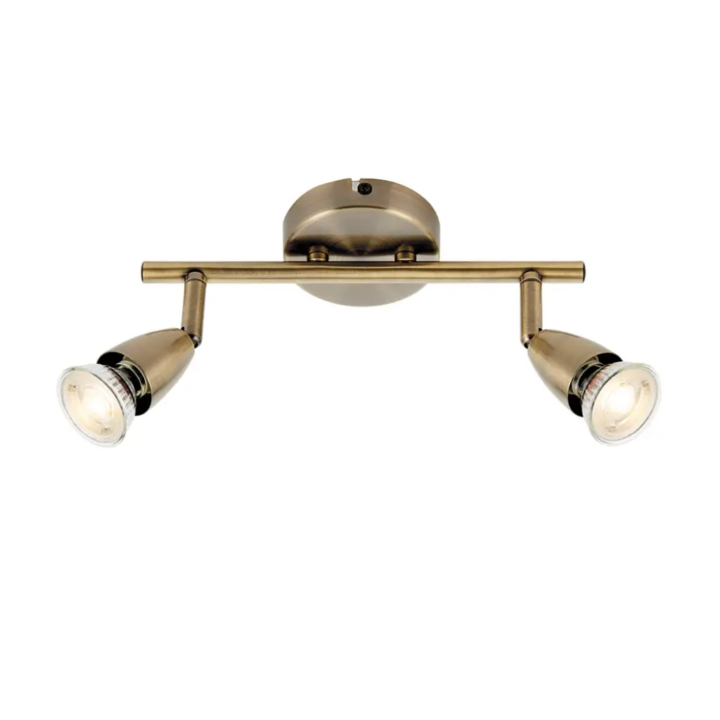 Amalfi 2 Light Spotlight Bar in Antique Brass