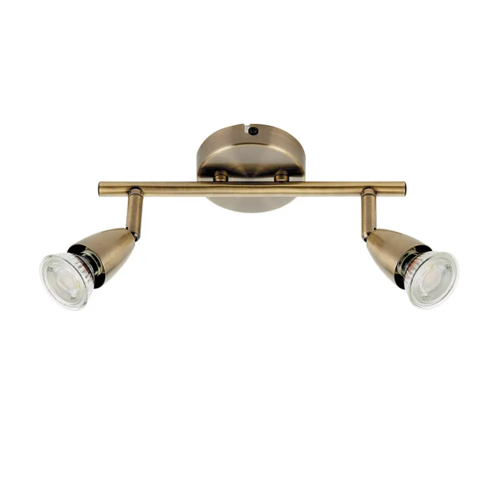 Amalfi 2 Light Spotlight Bar in Antique Brass