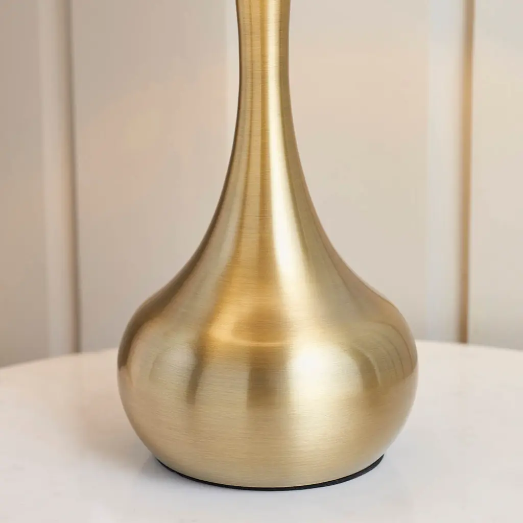 Piccadilly Touch Table in Brass Finish C/W Taupe Shade