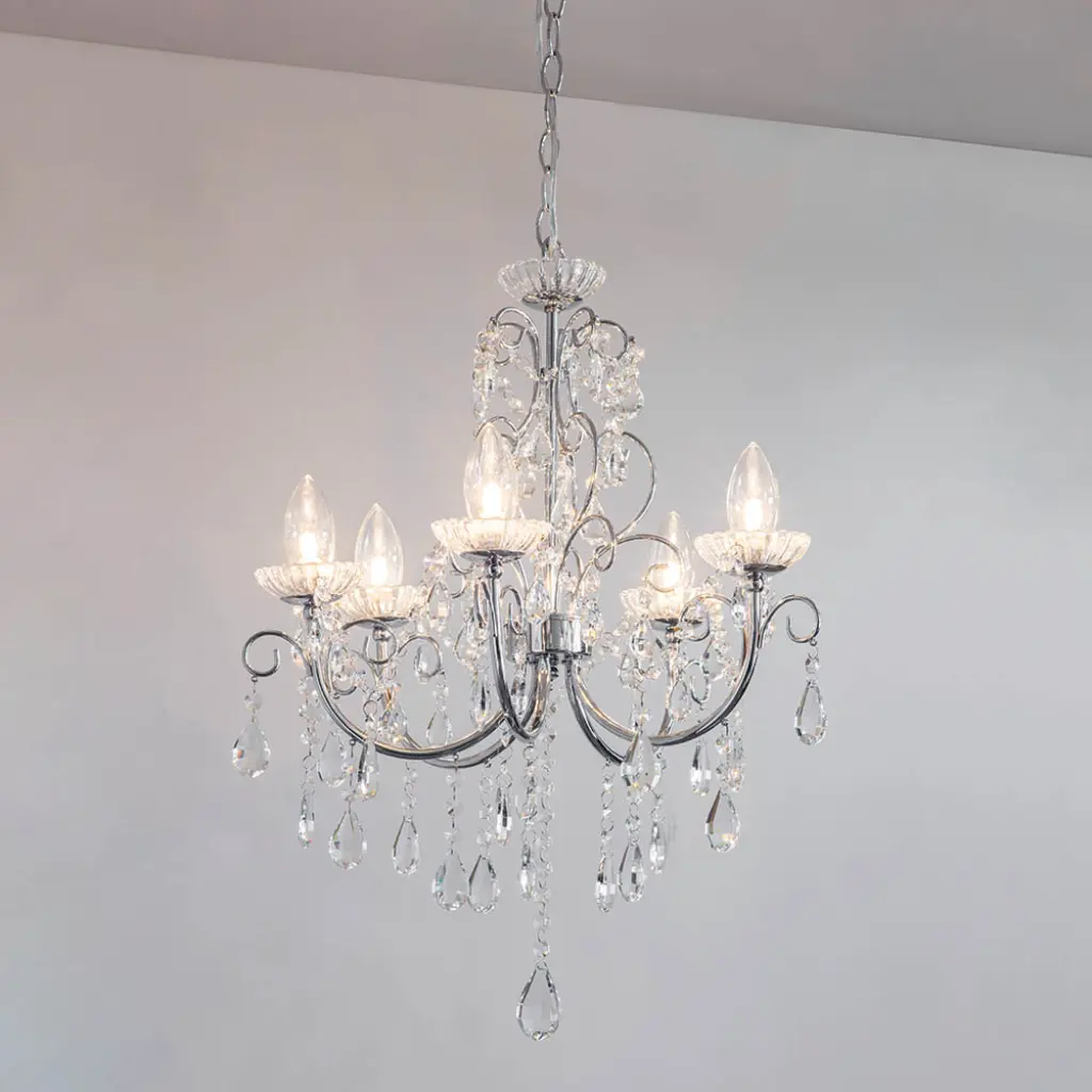 Tabitha 5 Light Polished Chrome Pendant IP44