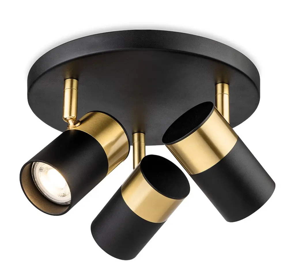 Roma 3 Light Spot in Black & Brushed Brass