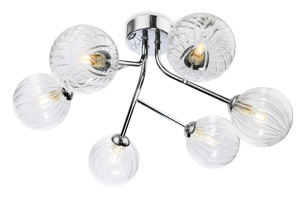 Groves Chrome 6 Light Semi Flush Fitting with Decorative Shades