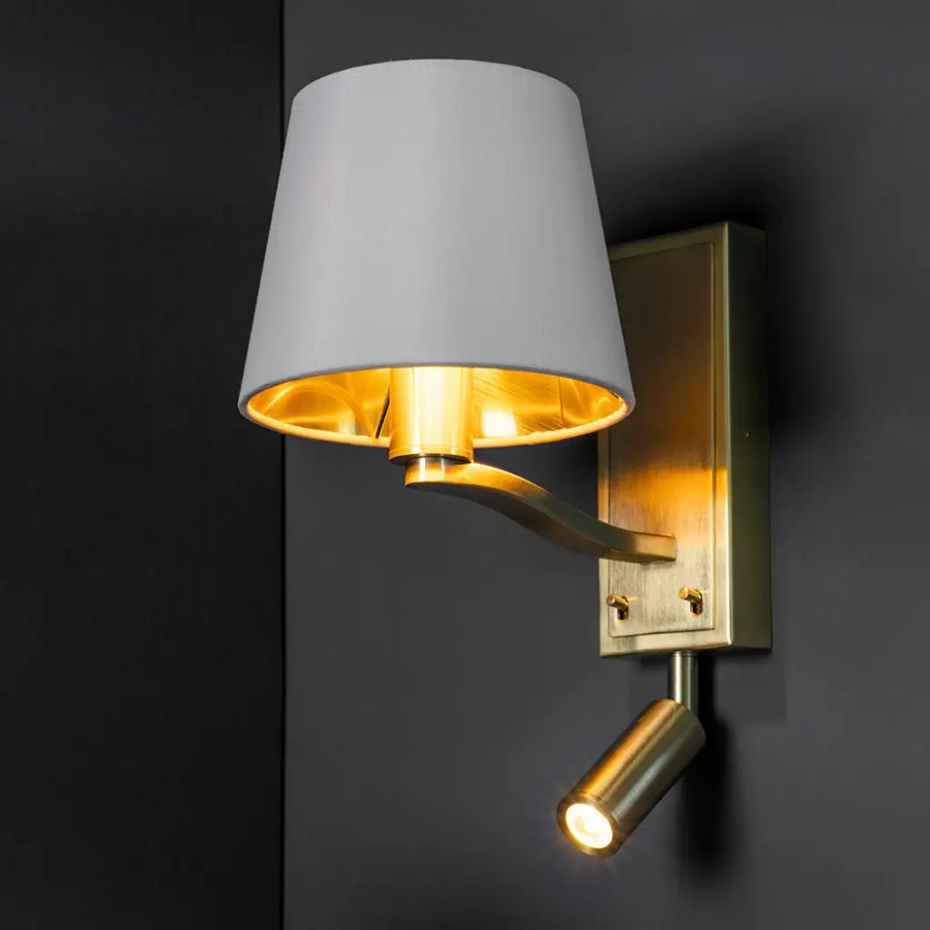 Harvey Wall Light and Spot Light in Gold Finish C/W Shade