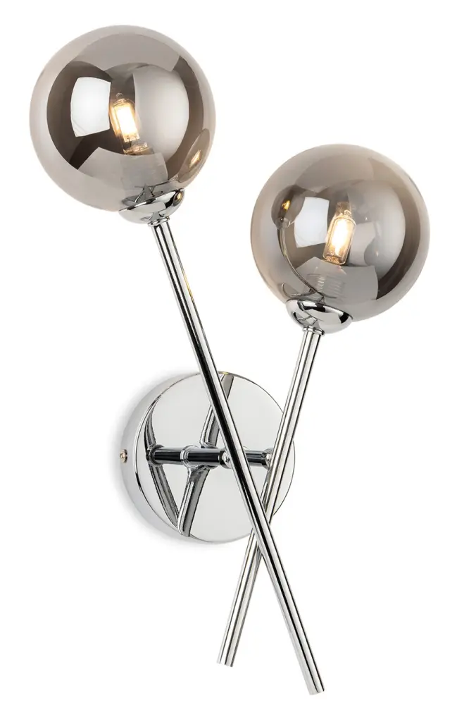 Lando Chrome & Smoked Glass Wall Light