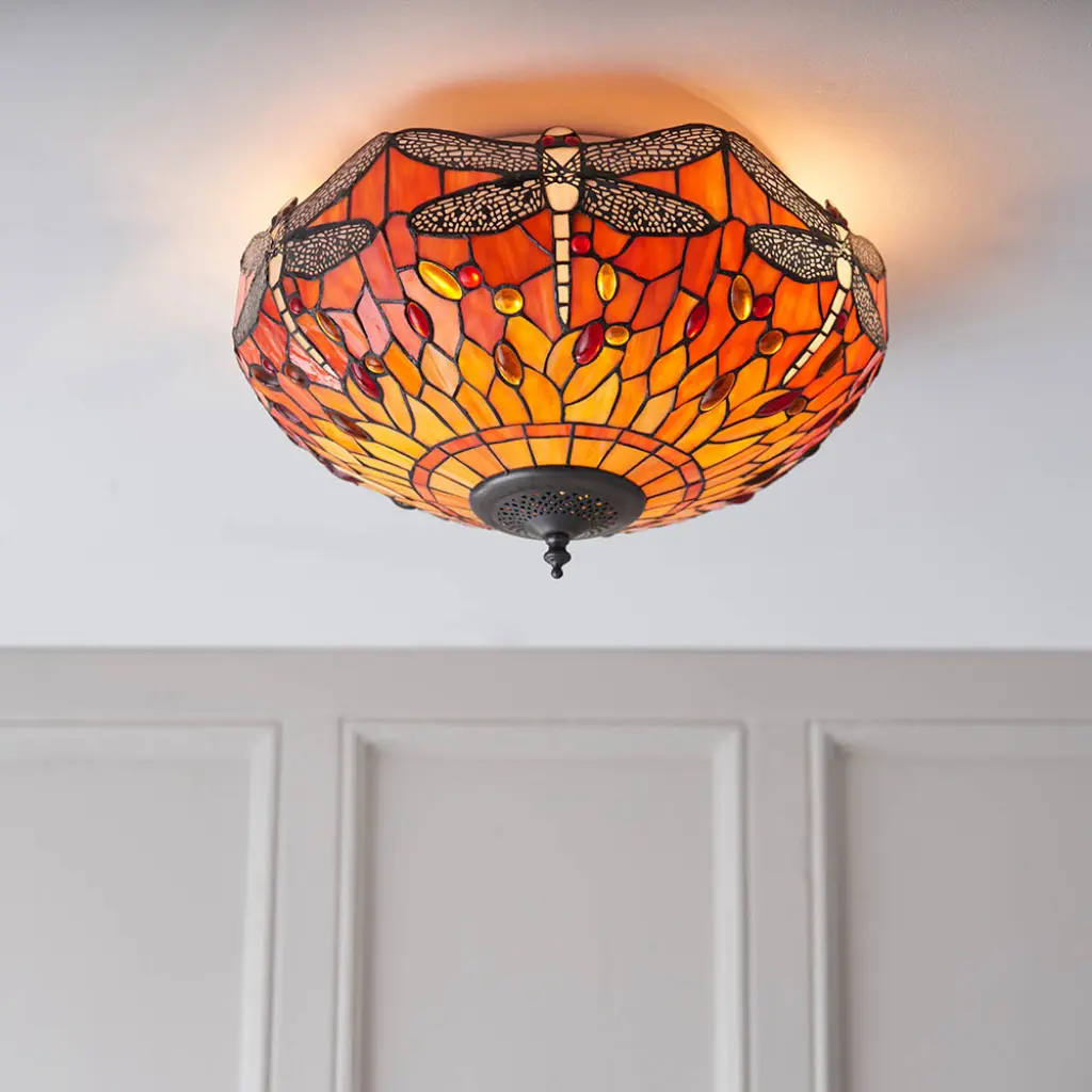 Dragonfly Flame Medium 2 Light Flush 60W