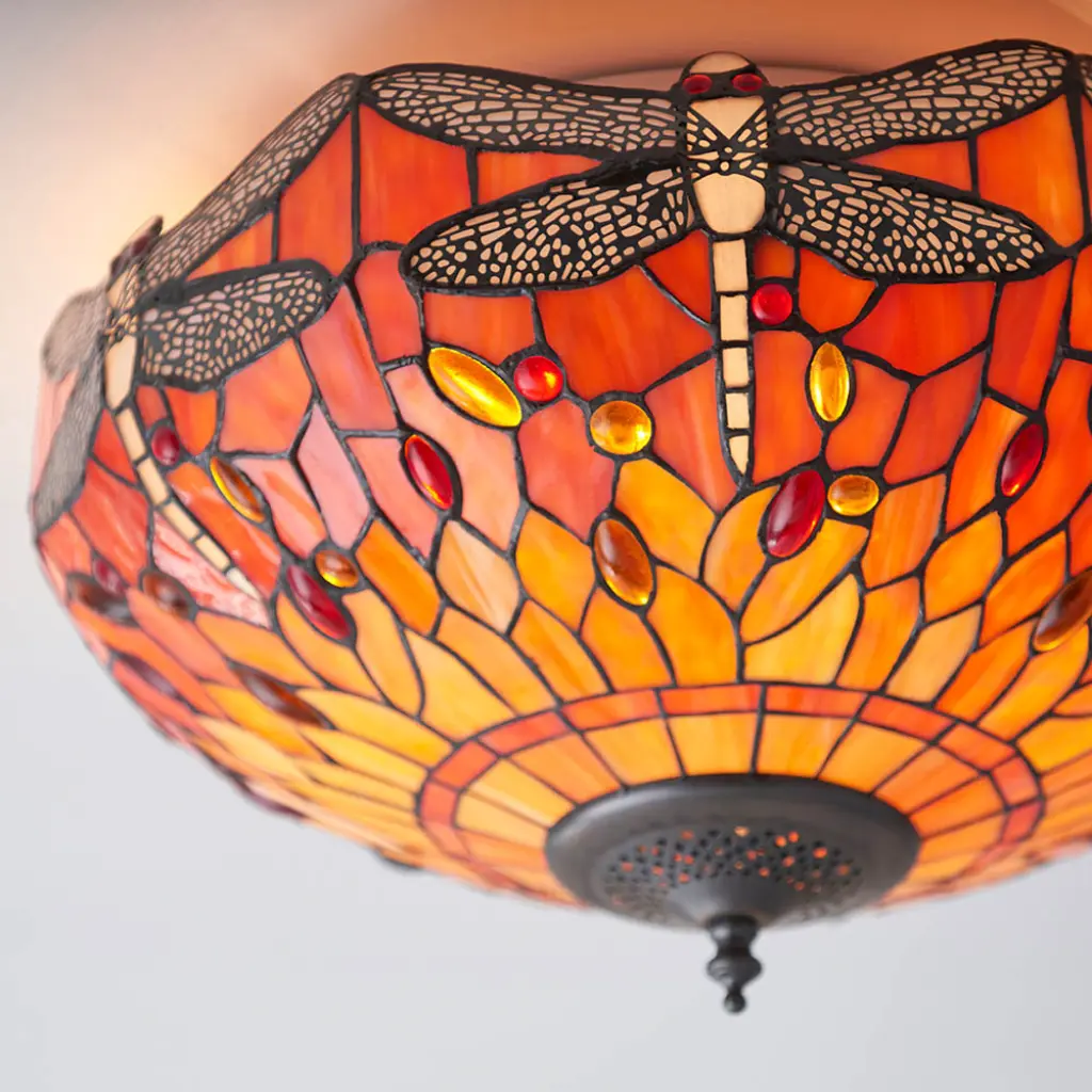 Dragonfly Flame Medium 2 Light Flush 60W