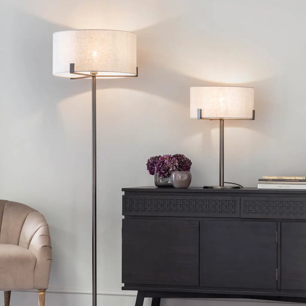 Hayfield Bronze Table Lamp C/W Natural Shade