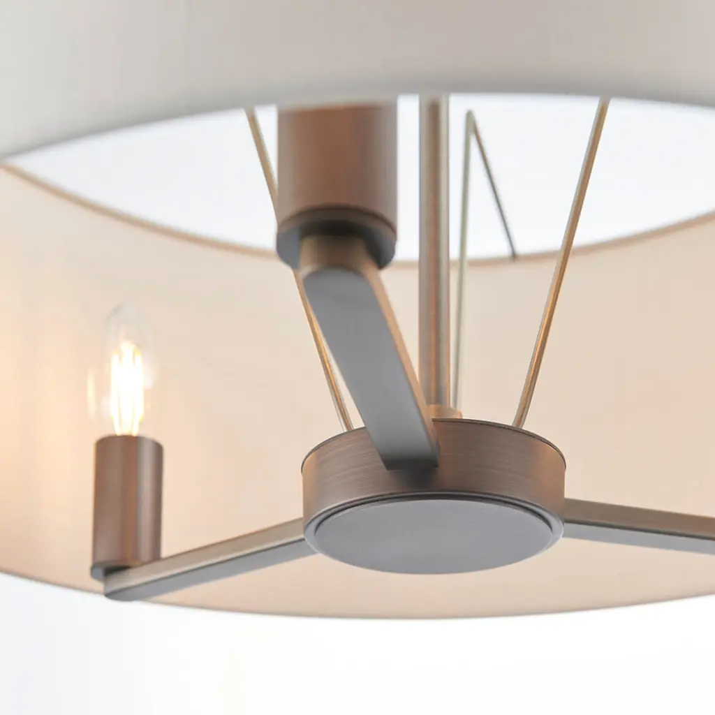 Daley 3 Light Drum Pendant in Bronze C/W Marble Shade